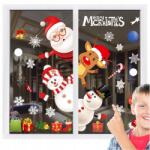 MEMFLOW Karácsonyi Matrica Ablakra Mikulás Hópehely Rénszarvas 2 Lap (naklejki świąteczne na okno boże narodzenie)