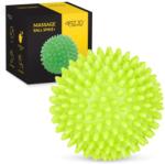 4Fizjo Masszázslabda, 4FIZJO, tüskékkel, kemény, univerzális teljes testmasszázs, ideális otthoni rehabilitációhoz, 9 cm átmérőjű, PVC anyag, zöld (P-5907739311412)