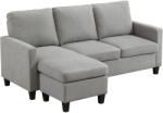 Homcom 3 személyes moduláris sarokkanapé textil anyagból - modern szürke