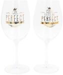 Nekupto 2 darabos borospohár készlet, ökológiai kristály, 440 ml, Nekupto - Mr. Perfect és Mrs. Always Perfect (NKPAIRWINE001)