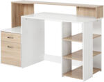 HomCom Modern Számítógépasztal MDF Fa Polcokkal, 140x55x92 cm