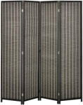HomCom Fa és Bambusz Paraván Beltéri Használatra, Összecsukható, 3 Paneles, 180cm Magas