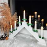 SPRINGOS 7 LED дървен свещник, топло бял, бял (CL0859)