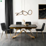  Fekete/Arany Márványhatású Bővíthető Kerámia Asztal Arany Lábbal. LUIGI 160-240 cm (ME.LUIGI/CZZL/ZL/S160-240)