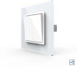 LIVOLO Intrerupator Dublu Mecanic Cap Scara LIVOLO cu Rama din Sticla Alb (VL-2FCMKS-WP)