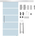 Homcom szatén üveg tolóajtó - 102, 5 × 205 cm dekoratív csíkokkal