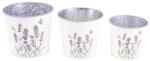 IRIS bádog kaspó, 3 darabos szett, levendula mintás, fehér 15-11, 5 cm 081100 (081100)