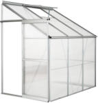  Kerti melegház, 197 x 191 x 127 cm, átlátszó, alumínium váz, polikarbonát panelek, időjárásálló, szellőzőnyílásokkal, tolóajtó, nyitható tető (HOP1001865)