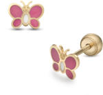 Lisa rózsaszín pillangó gyerek fülbevaló gömb zárral - JTAG-0309-18 (JTAG-0309-18)