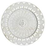  Tányér műanyag kerek teli mintás, vintage, műanyag, 33x33x2 cm, ezüst (P0625)