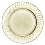  Tányér műanyag kerek mintás széllel, 33x33x2 cm, arany (P0552-33)