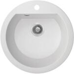 Laveo SRD_680T - LAVEO DAFNE 510X510 egymedencés gránit kerek mosogató fehér (SRD_680T)