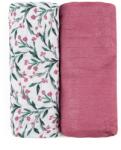 Petite&Mars Misty bambusz muszlin fürdőlepedő 120x120cm, Pink Meadow, 2db