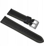  Bőrszíj Premium A01-22 mm fekete cérna bézs Smartwatch (PAS002093)