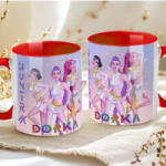 Deconline Crafts Egyedi neves KPOP "Démonadászok" PINK bögre személyre szabható piros (DO59428-RED-MUG)