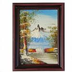  Fali Kép 16x12, 5cm Hegyek Folyó Szakadék Kézzel Festett NR4 (WZÓR 4)