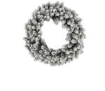  Selyemvirág koszorú D60 LEDes havas zöld