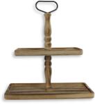  Kétszintes kínáló tál fából barna 40x20cm mag: 45cm 12/#