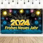  Fotóháttér Poliészter Frohes Neues Jahr Új Év 2024 185x110cm (320272016)