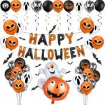 Amazon Lufik Halloween Nagy Tök Dekoráció Szett Latex Fólia Lelkek