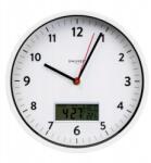 Smukee falióra, hőmérővel, naptárral, fehér, 25cm, akasztós, LCD