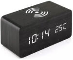 XPRO Digitális ébresztőóra vezeték nélküli QI töltővel fekete 5W (121930)