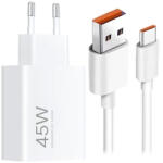 Xiaomi MDY-17-EF USB-A 45W utazó töltő + USB-C 6A adatkábel fehér (Bulk) (57983128366)