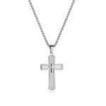 BeSpecial Colier inox cu cruce minimalista, finisaj lucios (KOP17)