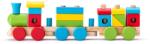 Woodyland Trenulet din lemn cu cuburi de stivuit, 18 piese, +2 ani (91846) Trenulet