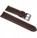  Bőrszíj Premium A06-18 mm sötét barna cérna bézs Smartwatch (PAS002106)