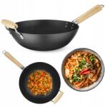 HENDI Szénacél indukciós wok fa nyéllel, 32cm átmérő (627907)