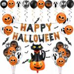 Amazon Lufik Halloween, tök, szellem, macska, fólia, latex dekorációs szett