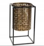 Westwing Virágtartó állvány, fekete arany fém, átm. 15cm, loft, modern stílus