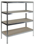 Hobbytools. ro Raft metalic cu 4 polițe din lemn 1600x600x1800 mm max. 250 kg/poliță, montaj rapid cu cleme (hobh6040962) Raft