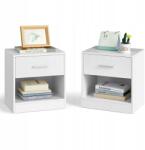 SONGMICS Éjjeliszekrény szett x 2 minimalista stílus nyitott rekesz fiók fehér (LET619T14)