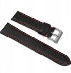  Bőrszíj Premium A03-20 mm fekete cérna piros Smartwatch (PAS002098)