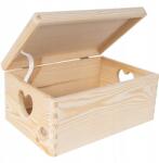 Creative Deco Fa doboz fogantyúkkal, szíves ajándékdoboz játékoknak, 30x20x14 cm (X001RET2O1)