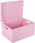 Creative Deco Rózsaszín fa tárolódoboz fogantyúkkal, dekorációs, játékoknak, ajándéknak, 40x30x24 cm (X00127217N)
