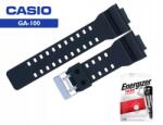 Casio GA-100 G-Shock szíj, fekete, Energizer CR1220 akkumulátor, komplett szett (GA-100 GA-110 GAC-100 GD-100 GR-8900)