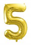 Party Deco Fólia Léggömb 5-ÖS Szám Arany
