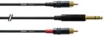 Cordial - CFY 1, 5 VCC REAN Jack 6, 3 mm stereó arany / 2 x RCA arany 1, 5 m - hangszerdepo