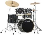 Tama - Imperialstar dobfelszerelés (18-10-12-14-14S") állványzattal és cintányérral, Hairline Black - hangszerdepo