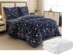  Mikroplüss ágyneműhuzat STARLIGHT sötétkék színben + mikroplüss lepedő SOFT 180x200 cm fehér, kétszemélyes ágyhoz