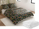 Mikroplüss ágyneműhuzat szett MYSTIC GARDEN sötétzöld + Mikroplüss lepedő SOFT 180x200 cm fehér, kétszemélyes ágyhoz