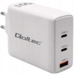 Qoltec 100W GaN| 5-20V | 1.5-5A | 2 x USB-C PD | 1 x USB QC 3.0 | Fehér (51826)