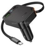 hoco. NZ18 autós töltő USB+Type-C aljzat (65W, PD gyorstöltő 3.0 + fix Type-C kábel) FEKETE (HOCO_NZ18) (HOCO_NZ18)