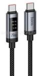 hoco. U148 adatkábel (Type-C - Type-C, 240W, PD gyorstöltő, LED kijelző, 120cm) FEKETE (HOCO_U148_USB_C_240_B) (HOCO_U148_USB_C_240_B)