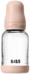 BIBS Baby Glass Bottle Silicone antikólikás cumisüveg szilikon itatócsőrrel Blush 120 ml