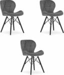  LAGO Bársony szürke szék - fekete lábak x 3