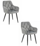  JORK szék - ezüst-szürke bársony / fekete lábak x 2